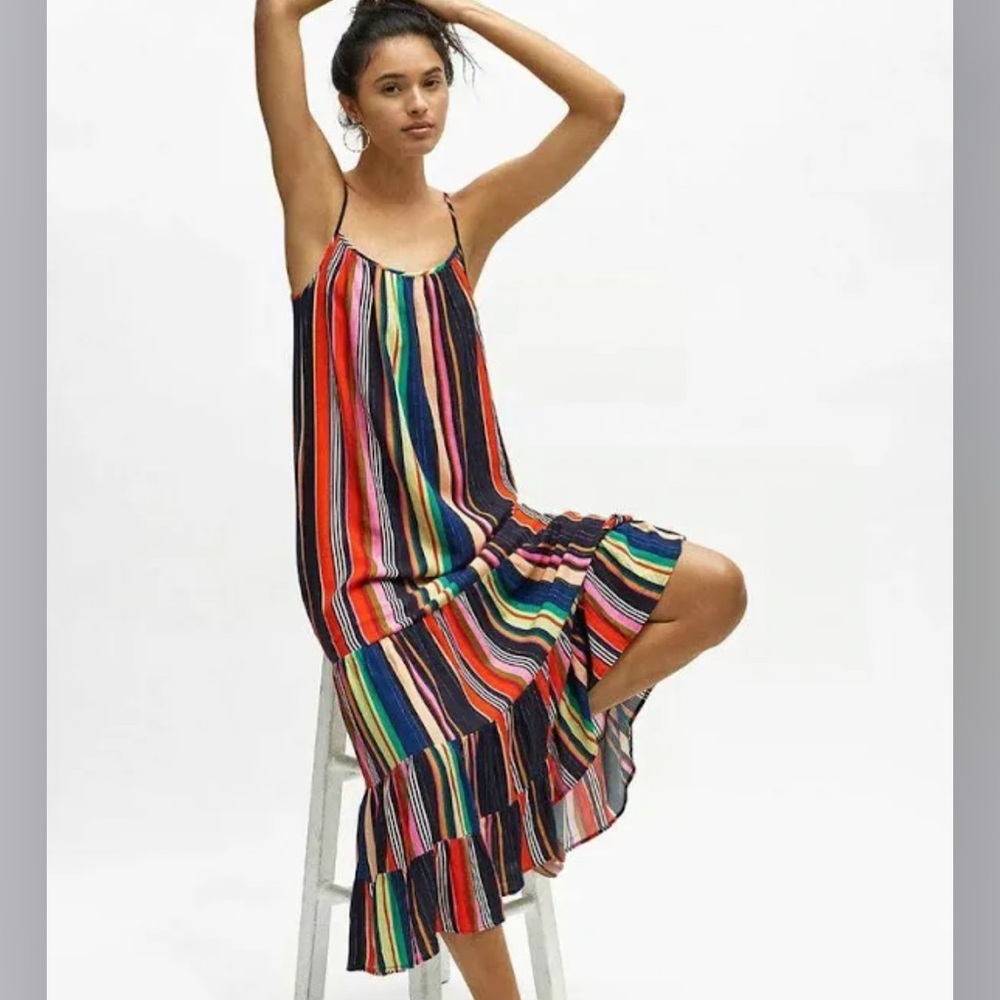 Anthropologie “FARM” Vibrant Multicolor maxi dress with pockets